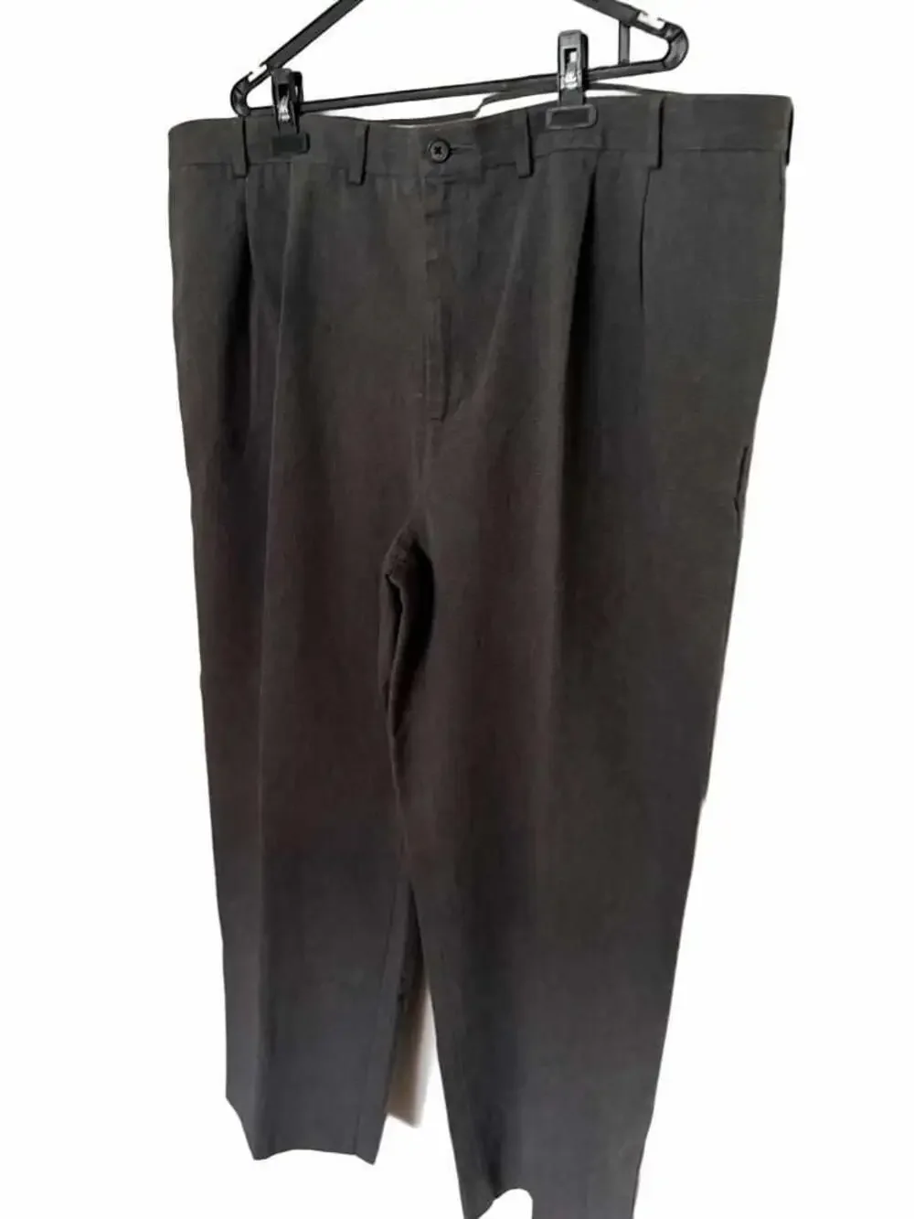 Lands' End Traditional Fit 100% Cotton Pleated Pants Gray Size 46x29